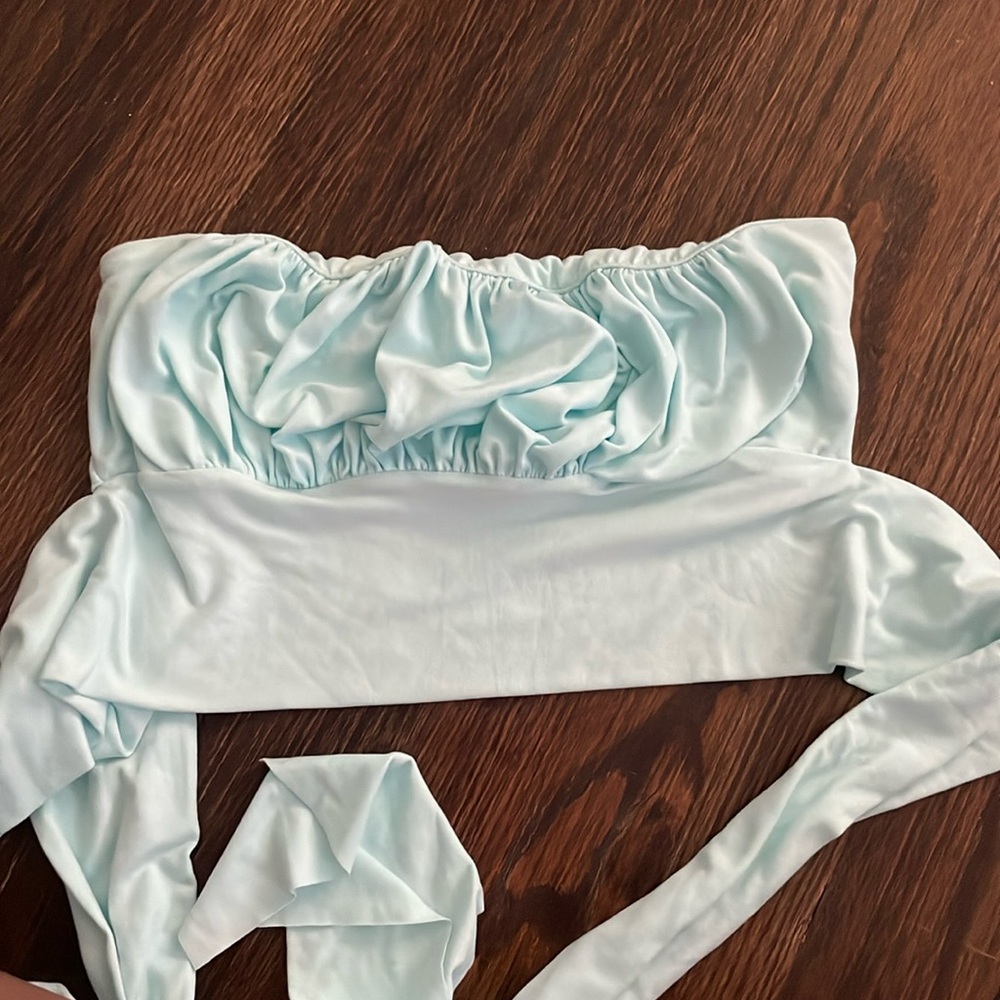 Diosa Teal Blue Small Tube Top woth strings to wrap behind back